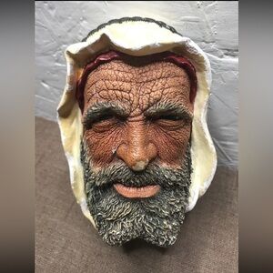 Vintage Bossons Arab Sheik Chalkware Head Wall Plaque Made in England